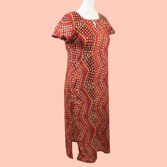 Red and Maroon Polka Dot Print Kurta | Muvvas Boutique - Picture 1 of 7